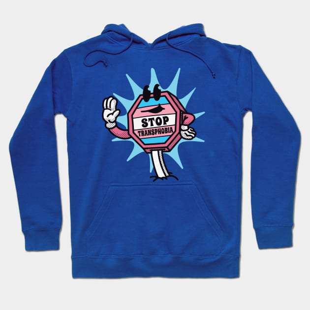 Stop Transphobia // Retro Cartoon LGBTQ Trans Rights Equality Hoodie by SLAG_Creative